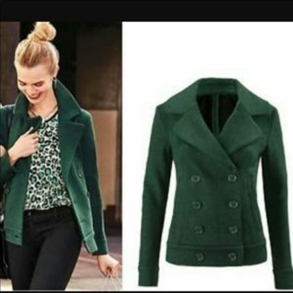 Green Cabi pea coat or jacket. Size small.